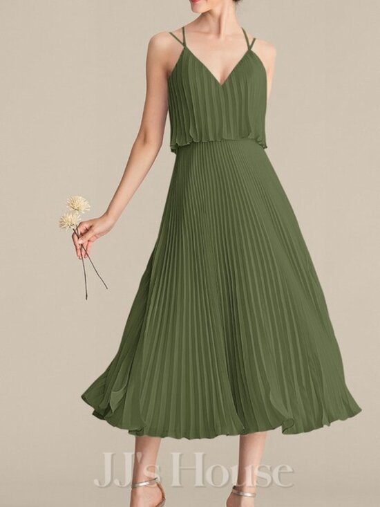 JJs House Dresses & Skirts - JJ's House A-line Pleated Chiffon Dress